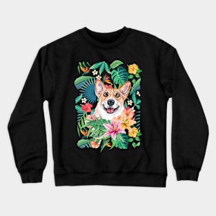 Tropical Red White Corgi 1 Crewneck Sweatshirt